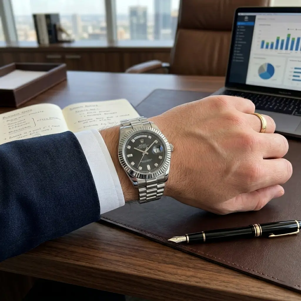 premium men's classic watch with day & date window formal & casual wear premium men's classic watch with day & date window formal & casual wear