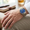 luxury men's chronograph watch premium stainless steel metal chain strap wristwatch elegant quartz fashion watch for men