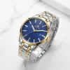 luxury men's chronograph watch premium stainless steel metal chain strap wristwatch elegant quartz fashion watch for men