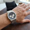luxury men's chronograph watch premium stainless steel metal chain strap wristwatch elegant quartz fashion watch for men luxury men's chronograph watch premium stainless steel metal chain strap wristwatch elegant quartz fashion watch for men