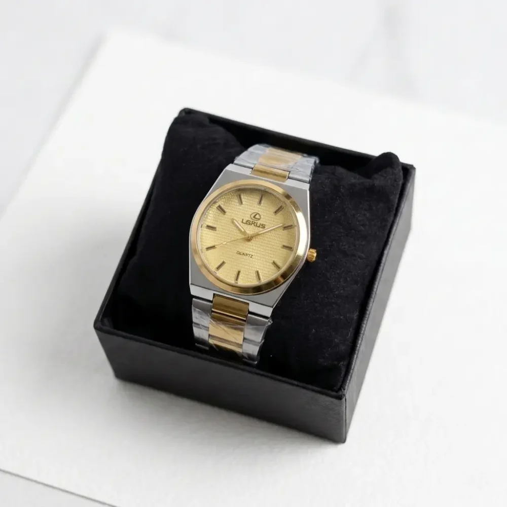 men's classic metal strap watch premium quartz analog wrist watch red/blue