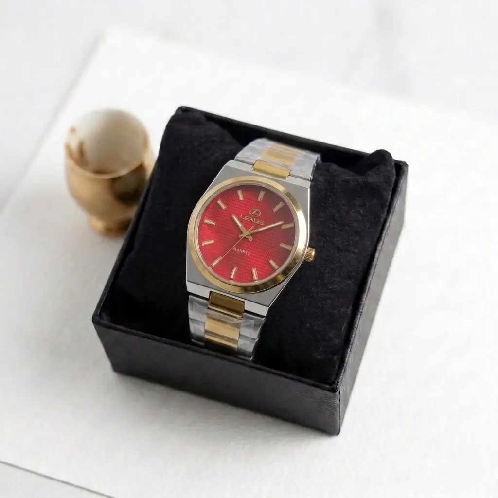 men's classic metal strap watch premium quartz analog wrist watch red/blue men's classic metal strap watch premium quartz analog wrist watch red/blue