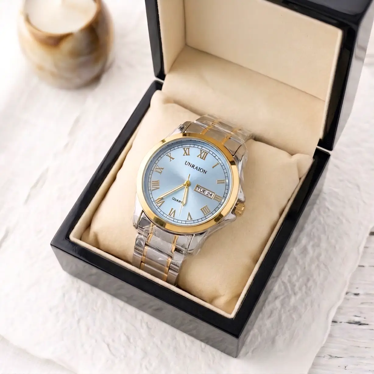 luxury multi color chain strap watch for men – fashion quartz wristwatch with premium metallic link bracelet