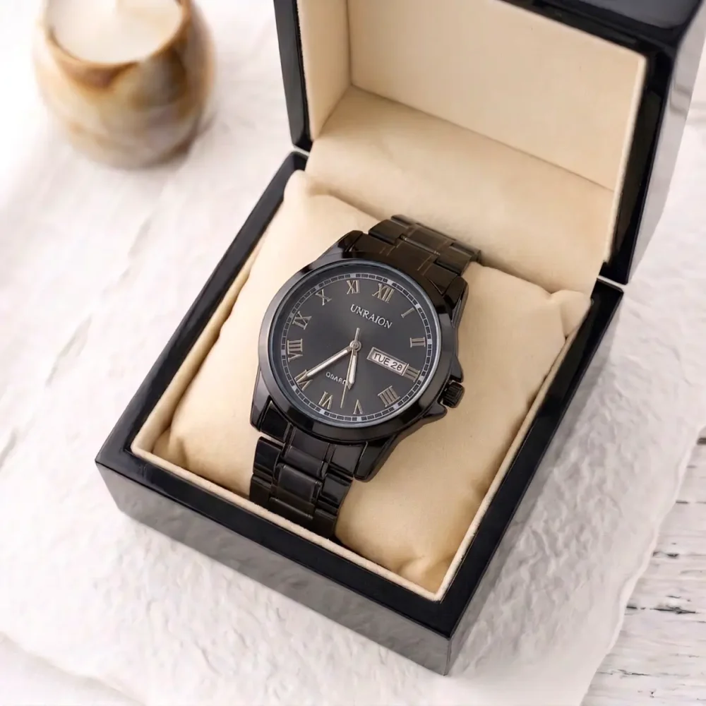 luxury multi color chain strap watch for men – fashion quartz wristwatch with premium metallic link bracelet