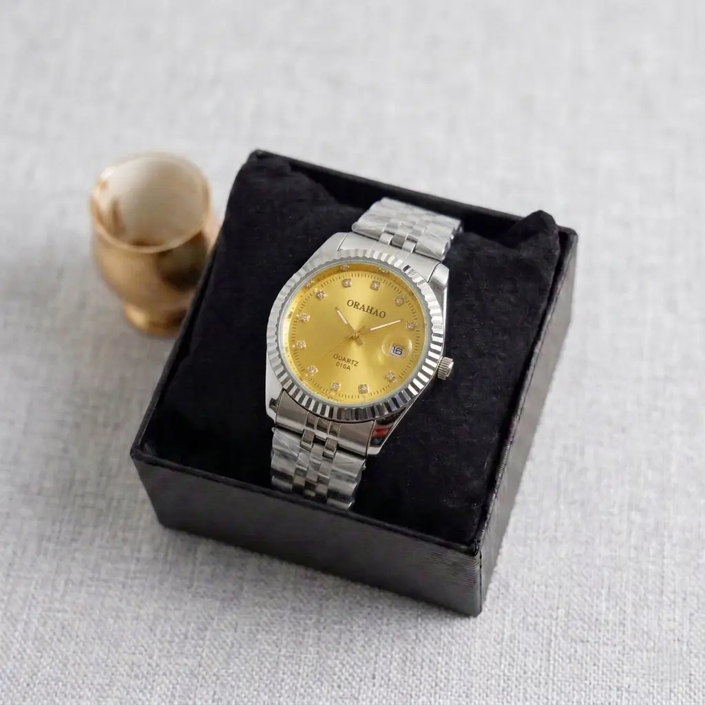 premium men's medium dial analog watch elegant minimalist design