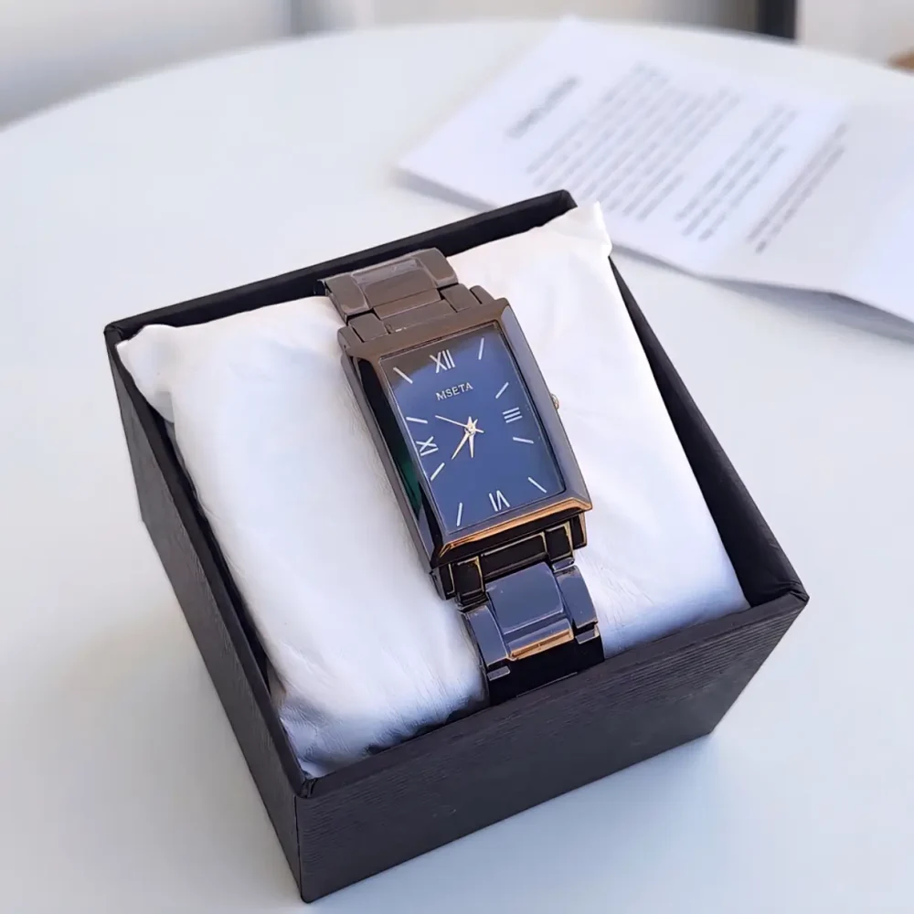 dual tone rectangle watch for men sophisticated classic design formal & casual wear