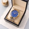 luxury men's chronograph watch premium stainless steel metal chain strap wristwatch elegant quartz fashion watch for men