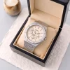 luxury men's chronograph watch premium stainless steel metal chain strap wristwatch elegant quartz fashion watch for men luxury men's chronograph watch premium stainless steel metal chain strap wristwatch elegant quartz fashion watch for men